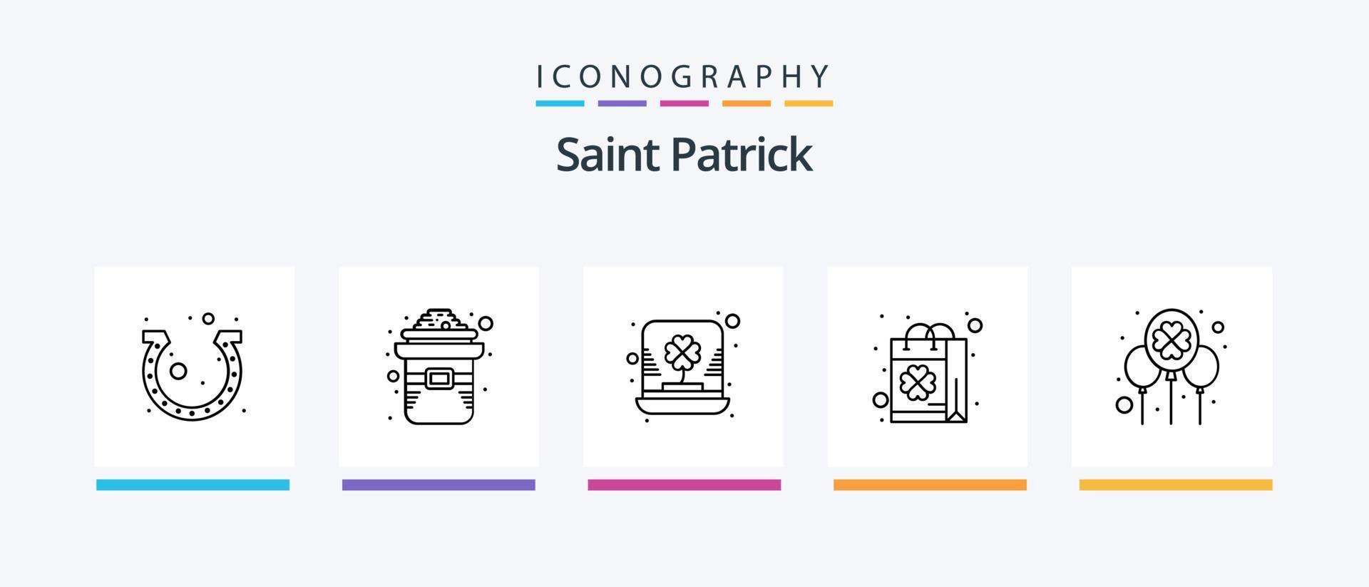 paquete de iconos de la línea 5 de san patricio que incluye a patricio. duende. día. irlandesa. día. diseño de iconos creativos vector