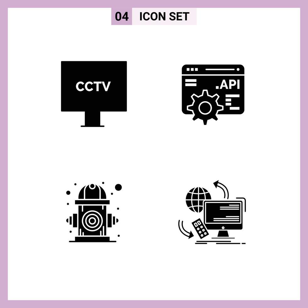 Editable Vector Line Pack of Simple Solid Glyphs of camera control surveillance api concept life Editable Vector Design Elements