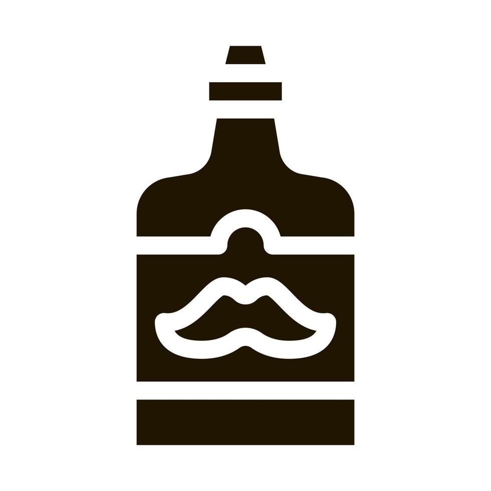 Bottle Mustache On Label Icon Illustration vector