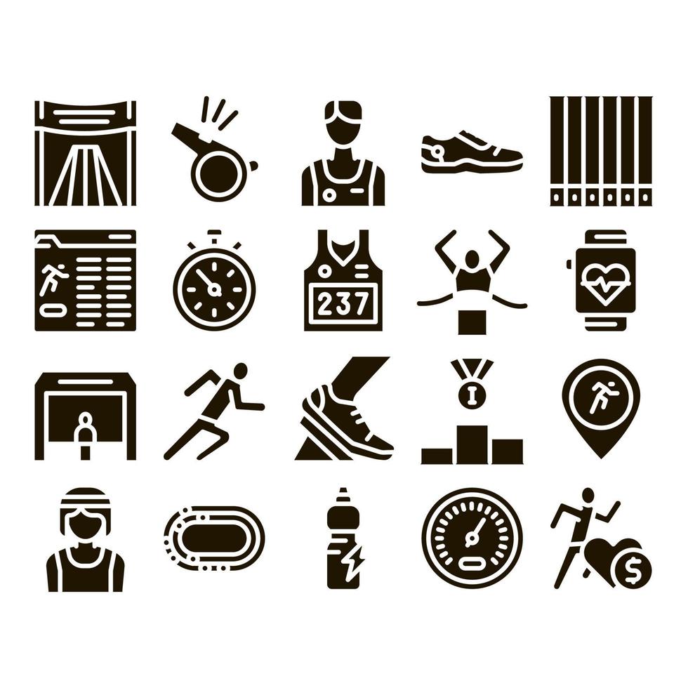 Marathon Collection Elements Icons Set Vector