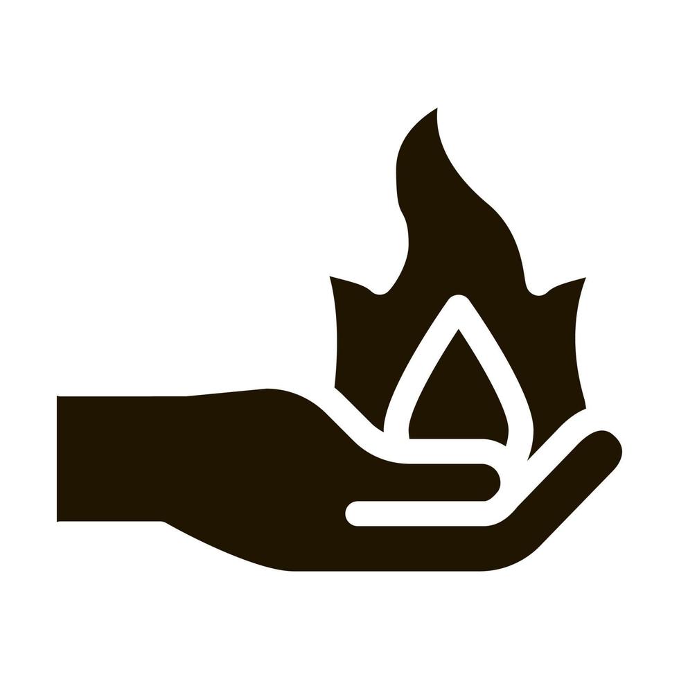 Fire on Hand Symbol Icon Vector Glyph Illustration