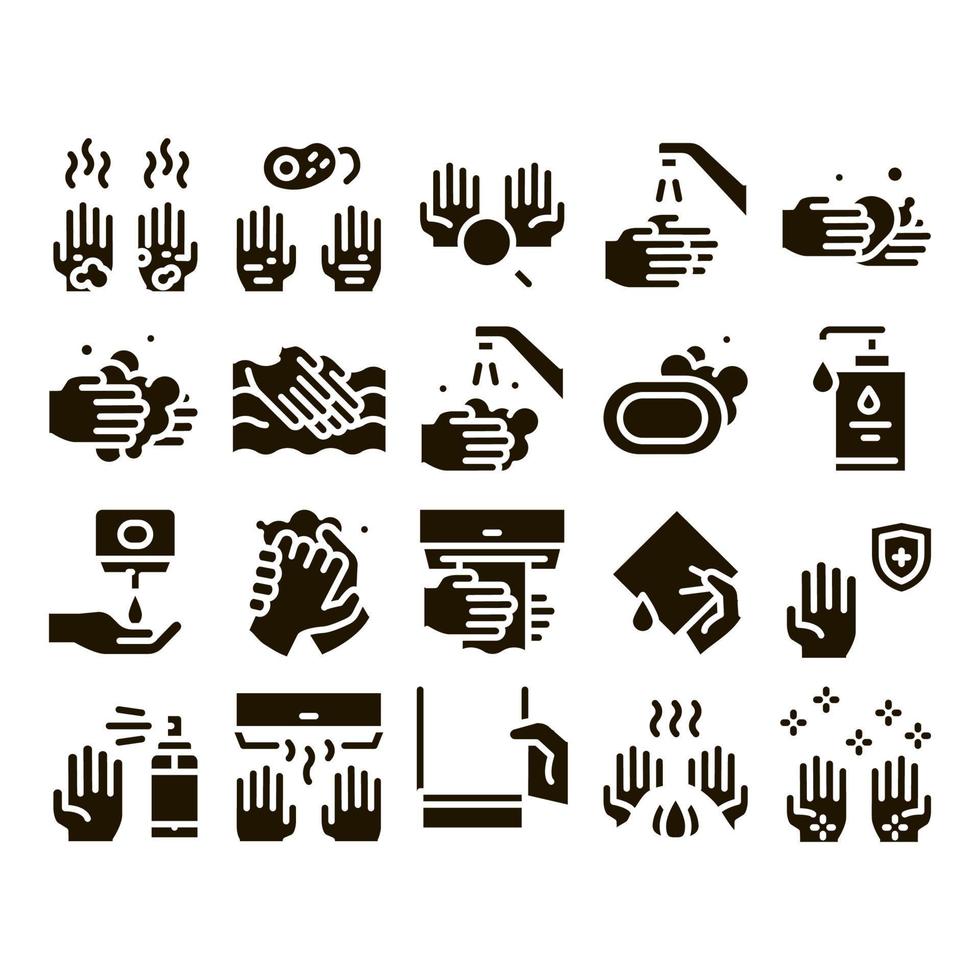 Hand Healthy Hygiene Glyph Set Vector