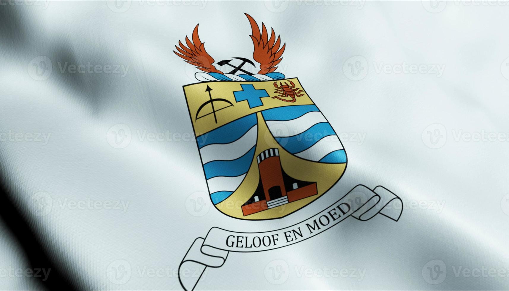 3D Waving Montenegro City Flag of Omaruru Closeup View photo