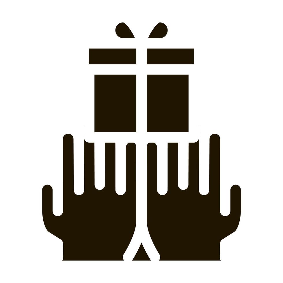 Hands Giving Gift Icon Vector Glyph Illustration