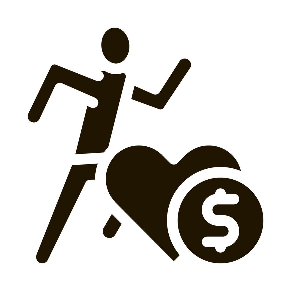 atleta salud por dinero icono vector glifo ilustración