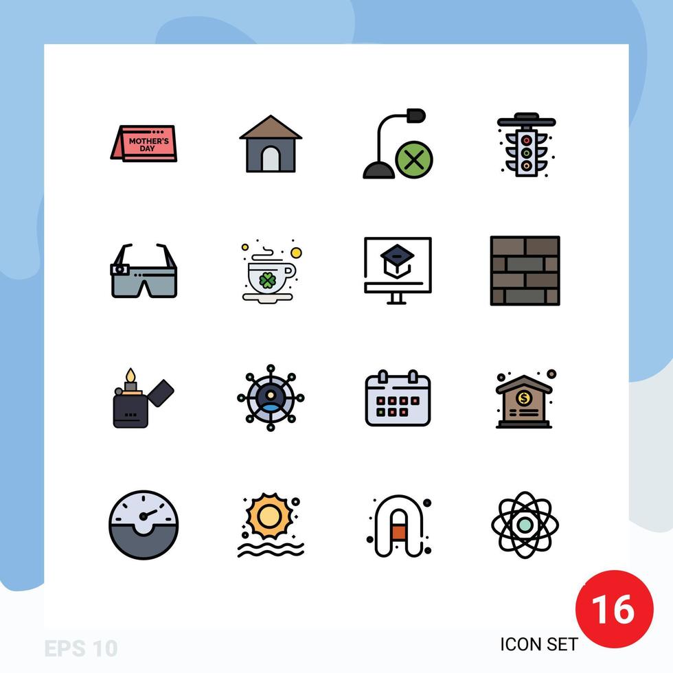 paquete de iconos de vector de stock de 16 signos y símbolos de línea para computadoras de tráfico de dispositivos micrófono de vida elementos de diseño de vector creativo editable