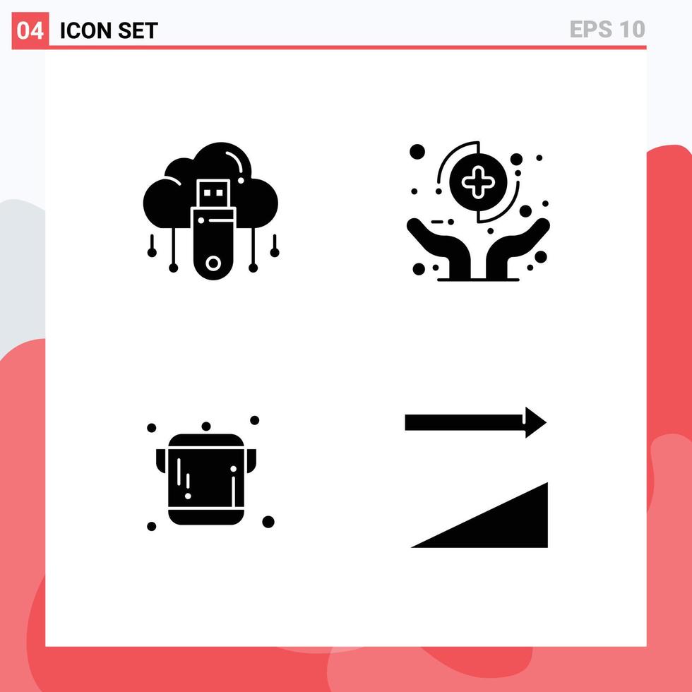 Group of Solid Glyphs Signs and Symbols for usb protect cloud health kitchen Editable Vector Design Elements