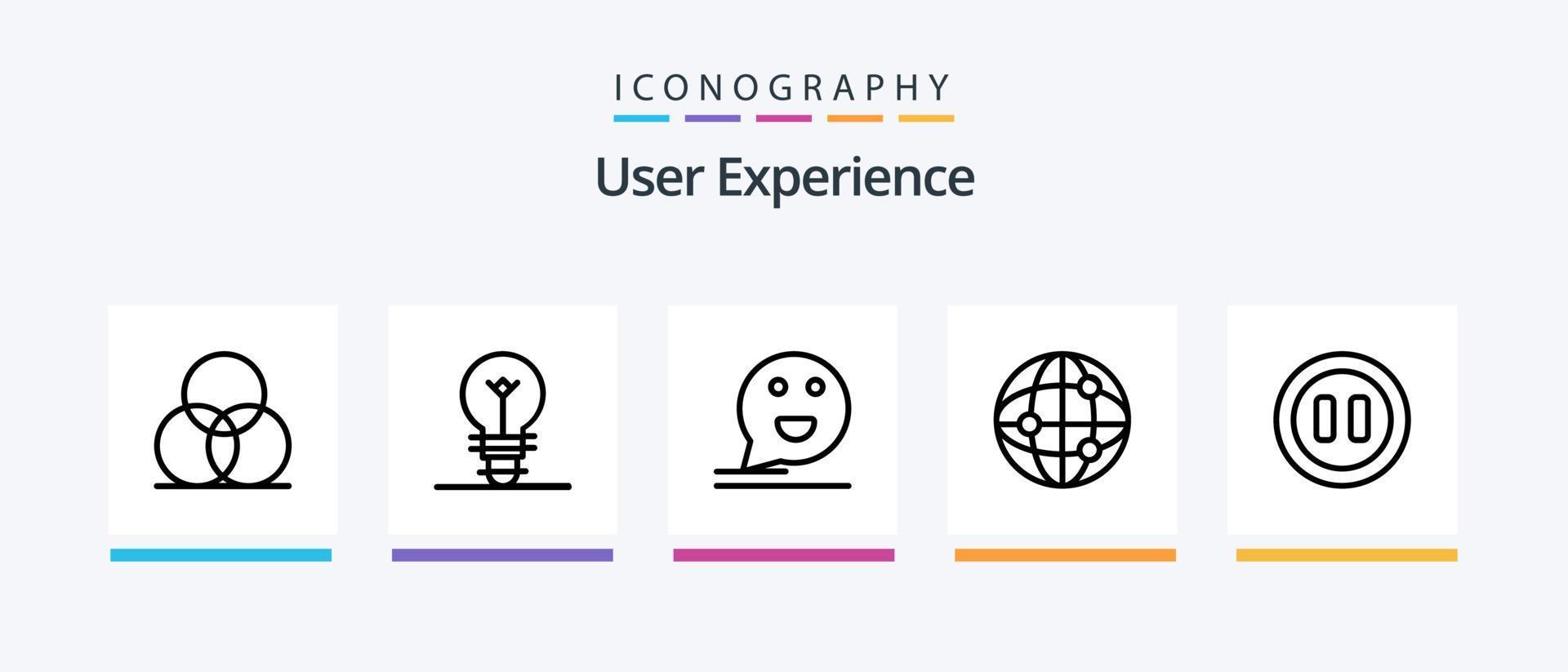 User Experience Line 5 Icon Pack Including paper. setting. user. gear. happy. Creative Icons Design vector