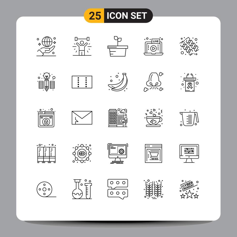 Modern Set of 25 Lines Pictograph of diet play weight video summer Editable Vector Design Elements