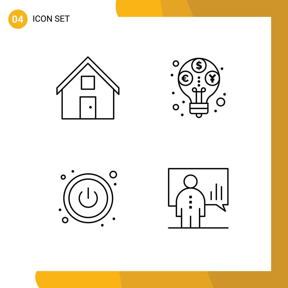Pictogram Set of 4 Simple Filledline Flat Colors of contact power convo profit analytics Editable Vector Design Elements