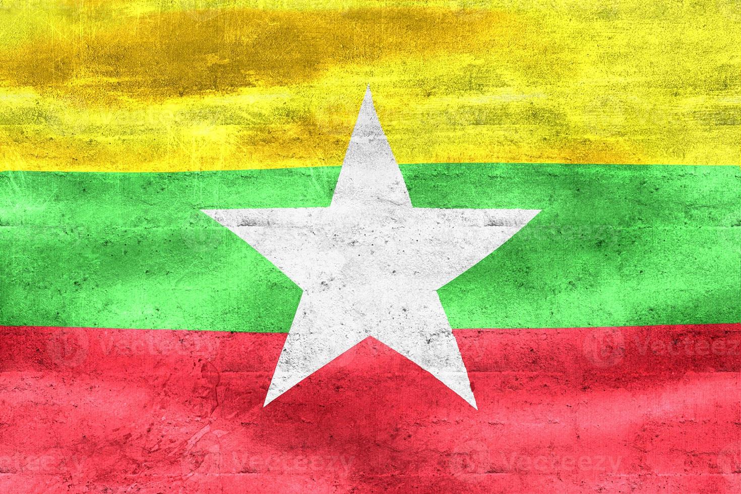 3D-Illustration of a Myanmar flag - realistic waving fabric flag photo