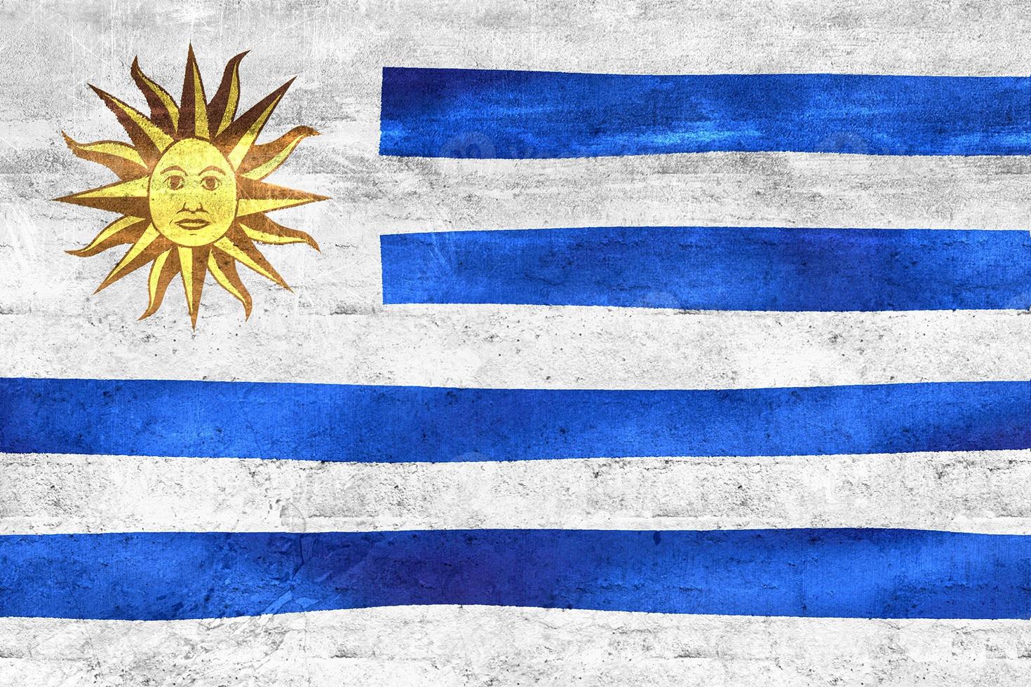 Ilustración 3d de una bandera de uruguay - bandera de tela ondeante realista foto