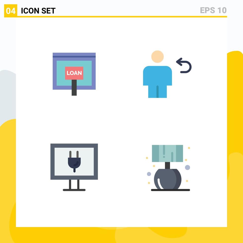 Set of 4 Vector Flat Icons on Grid for credit return money back internet Editable Vector Design Elements