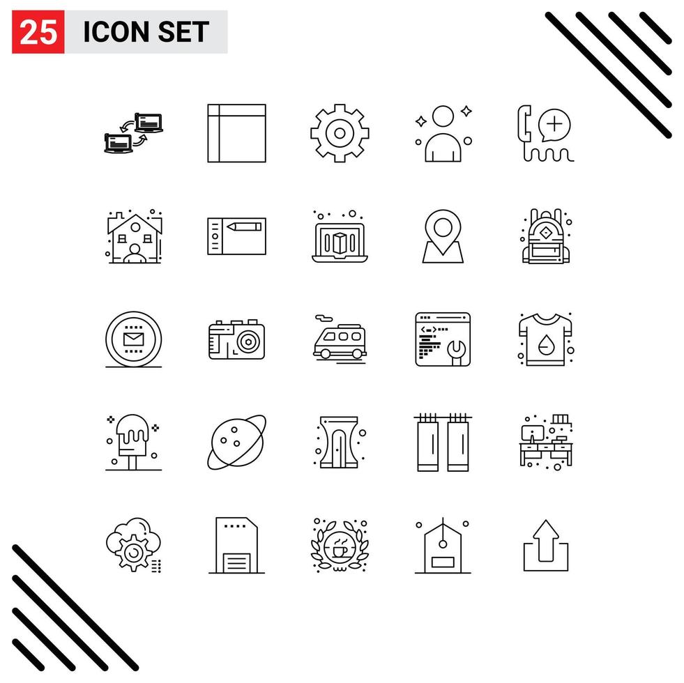 Universal Icon Symbols Group of 25 Modern Lines of customer person home ware man options Editable Vector Design Elements