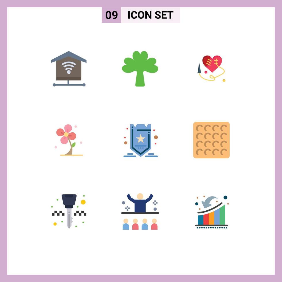 Pictogram Set of 9 Simple Flat Colors of optimization spring sewing heart nature floral Editable Vector Design Elements