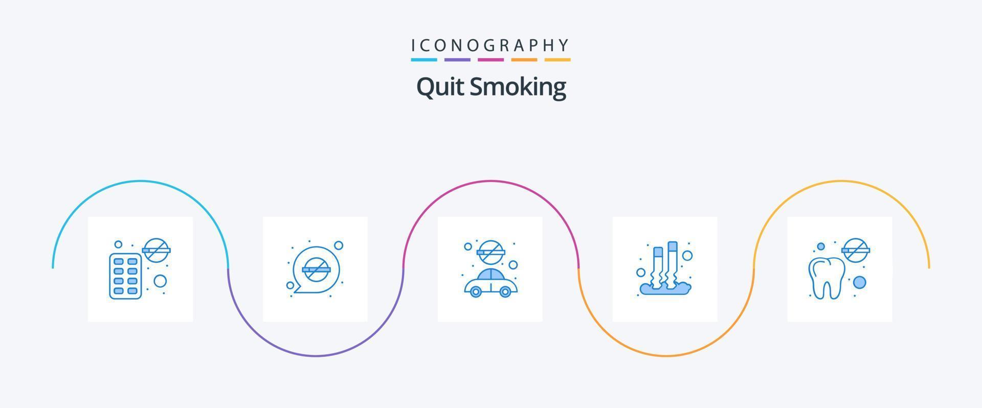 Quit Smoking Blue 5 Icon Pack Including smoking. out. smoking. cigarette. car vector