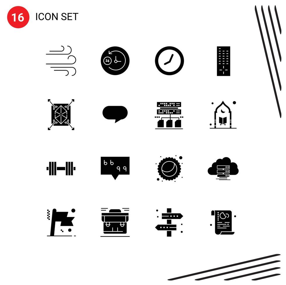 16 Universal Solid Glyph Signs Symbols of chat structure watch rapid object Editable Vector Design Elements