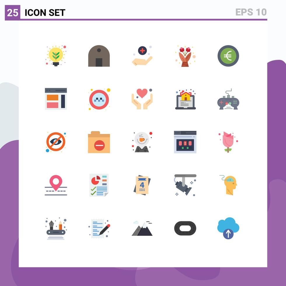 Set of 25 Modern UI Icons Symbols Signs for sign coin real estate gift flower Editable Vector Design Elements