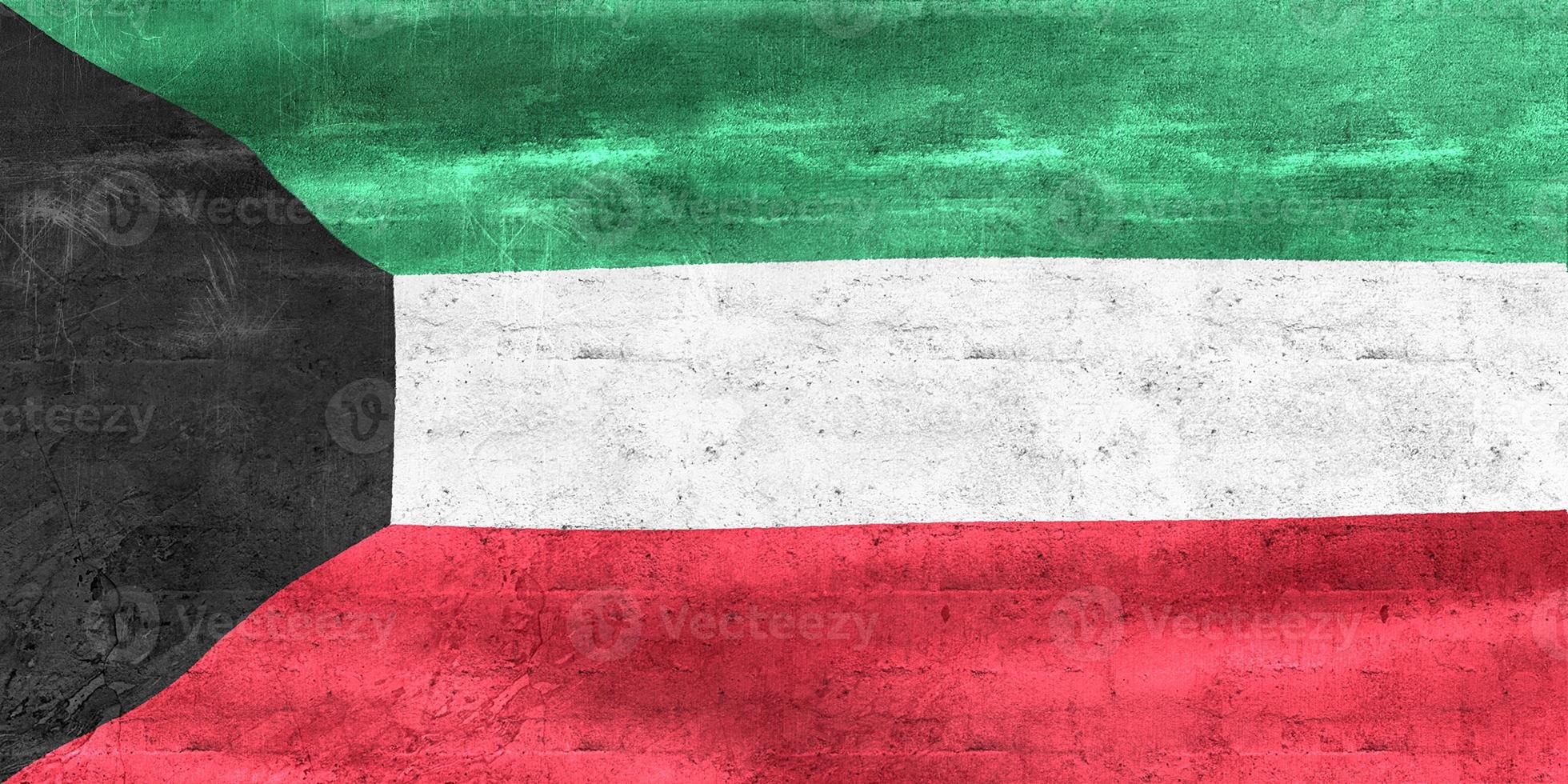 Ilustración 3d de una bandera de kuwait - bandera de tela ondeante realista foto