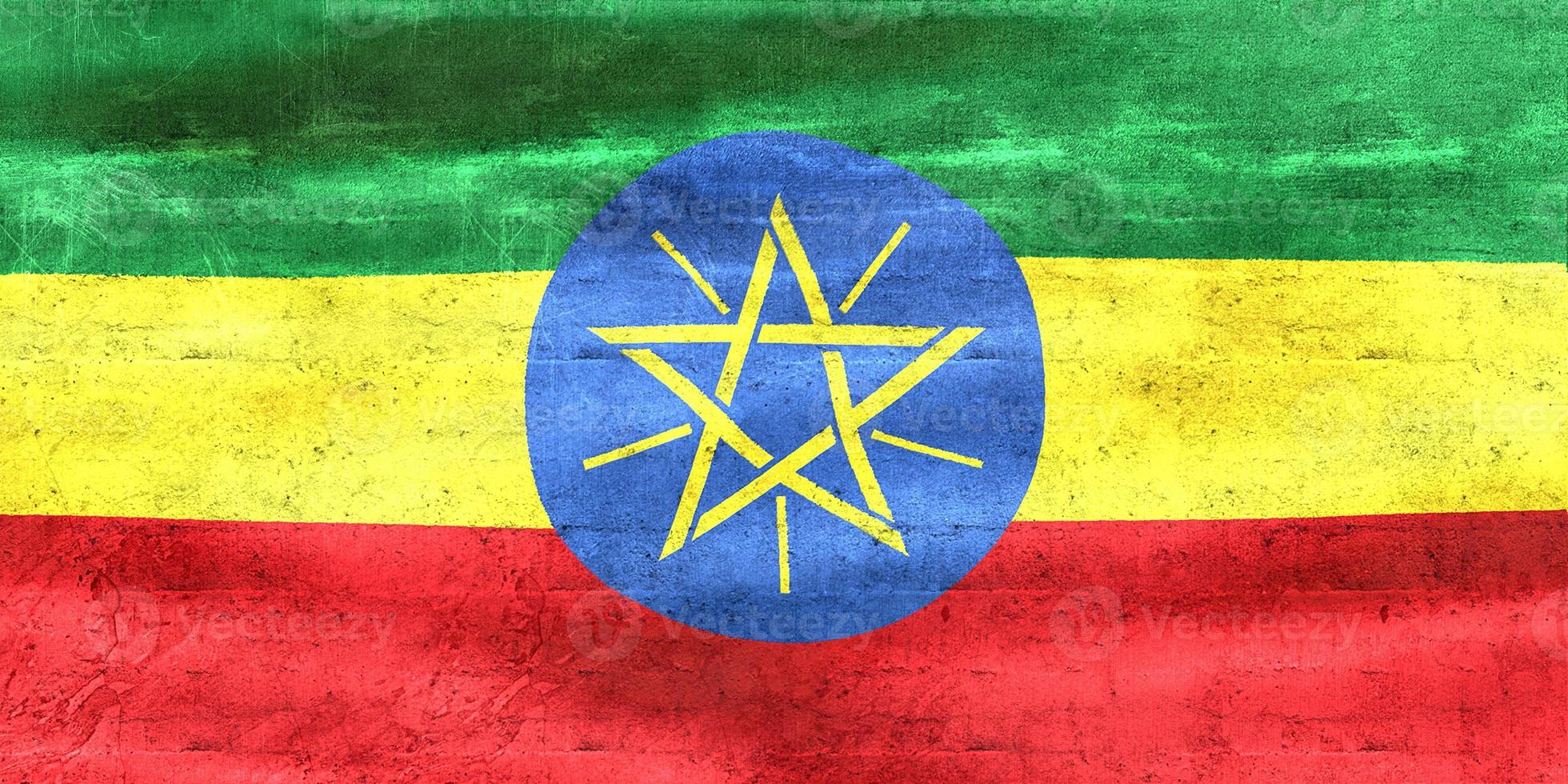 Ethiopia flag - realistic waving fabric flag photo