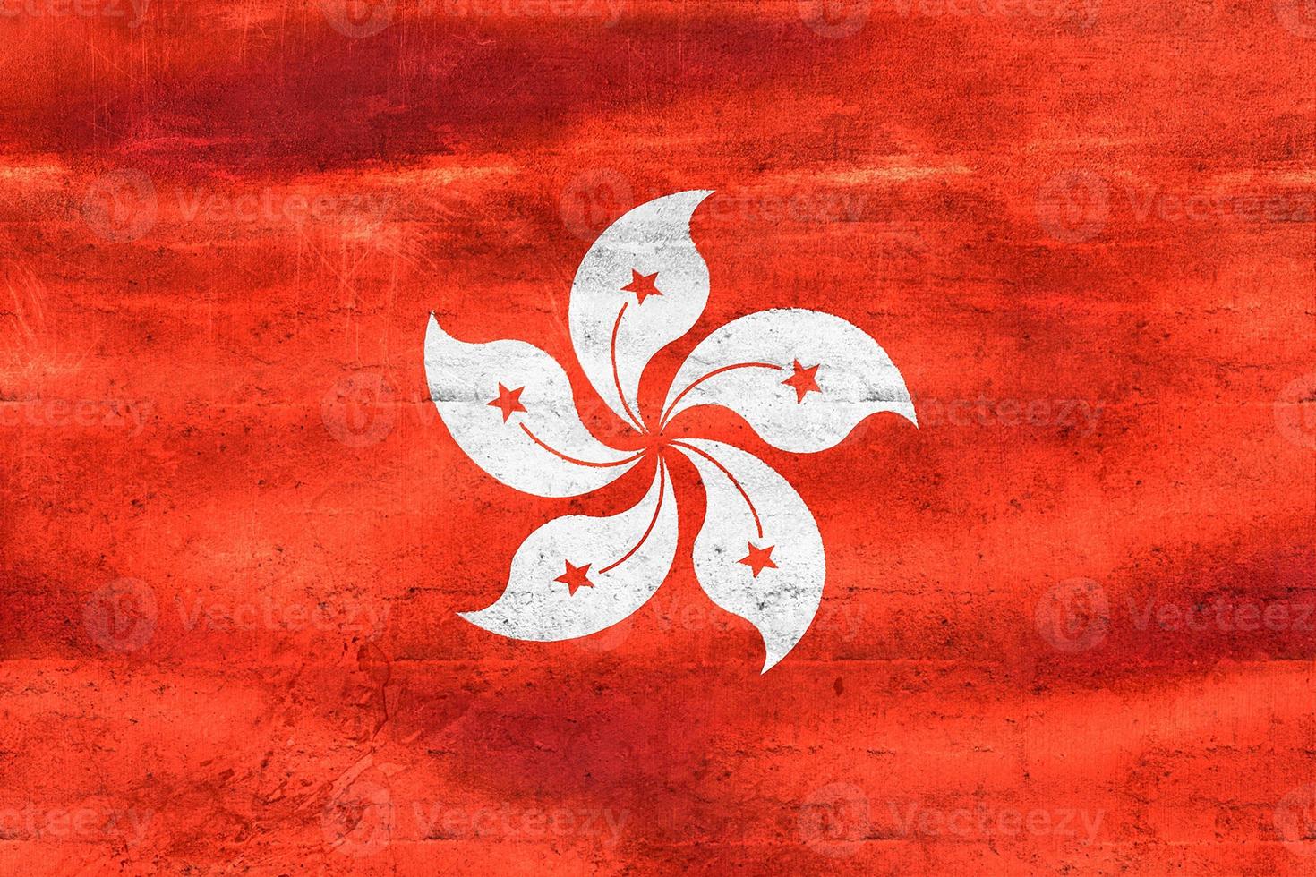 Hong Kong flag - realistic waving fabric flag photo