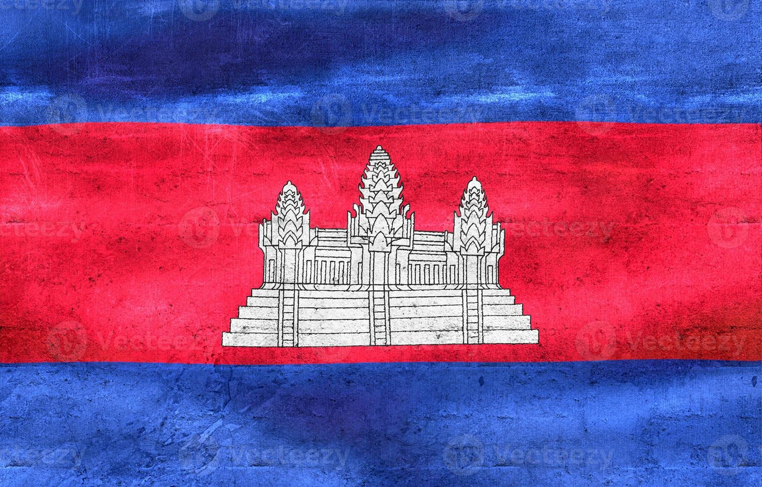 3D-Illustration of a Cambodia flag - realistic waving fabric flag photo