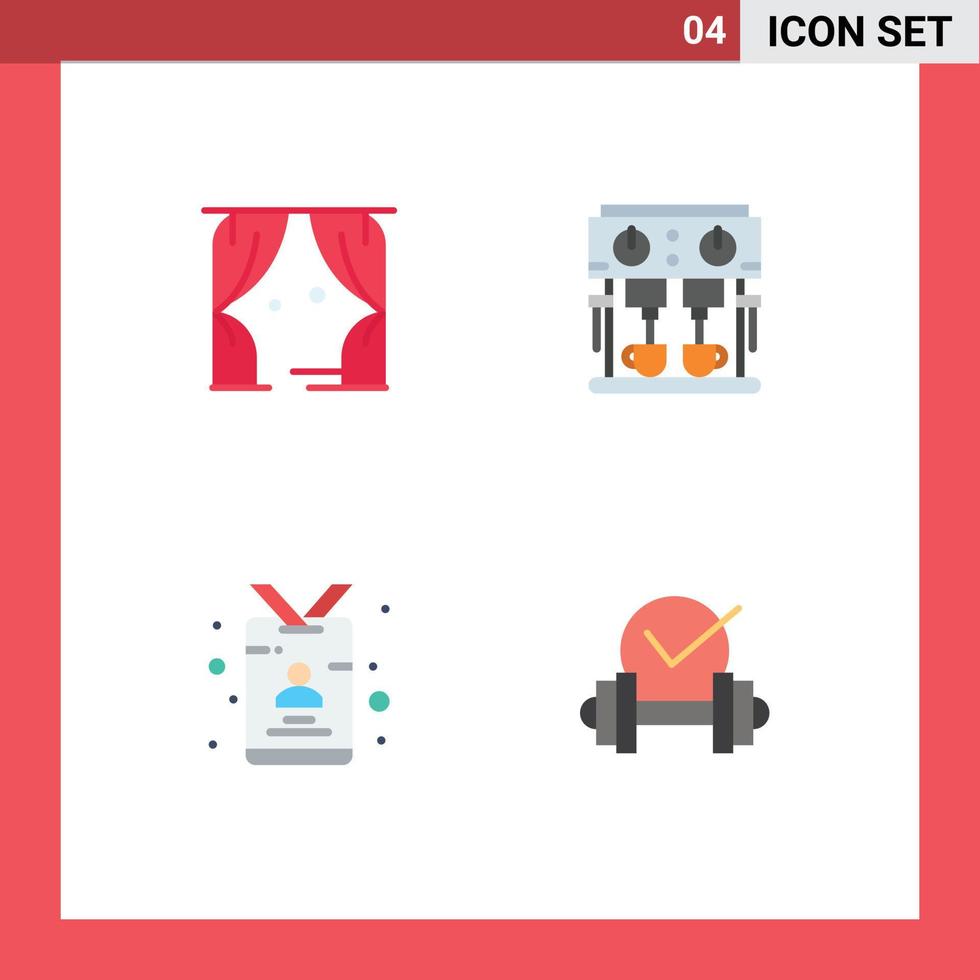 Flat Icon Pack of 4 Universal Symbols of entertainment id usa machine press Editable Vector Design Elements