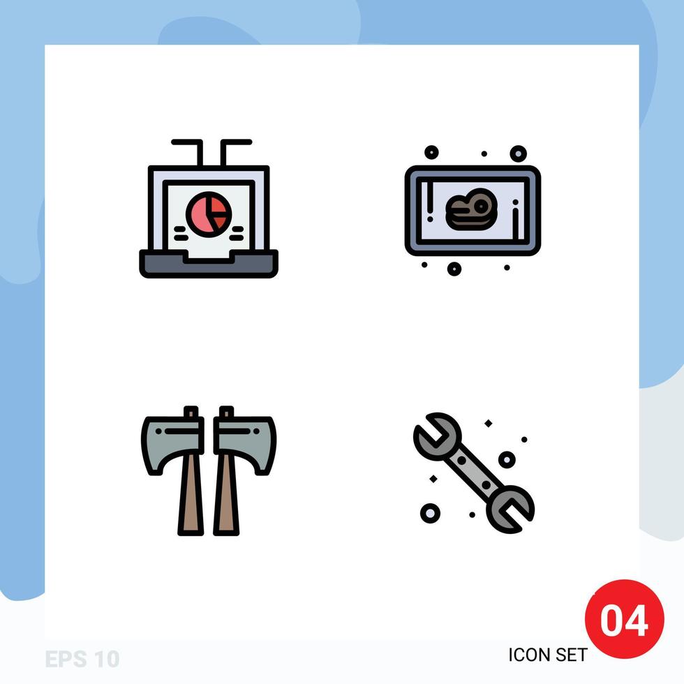 Stock Vector Icon Pack of 4 Line Signs and Symbols for business canada report meat mechanical Editable Vector Design Elements