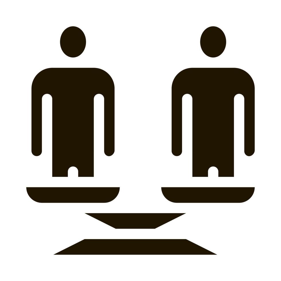 different race human balance on scales icon Vector Glyph Illustration