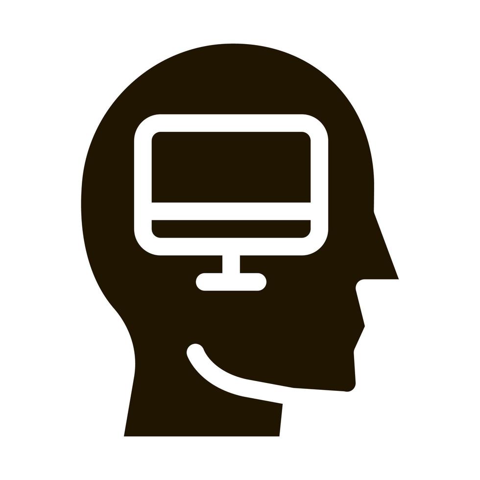 human think about computer icon Vector Glyph Illustration