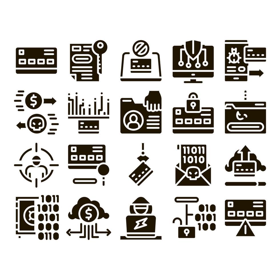 Carder Hacker Collection Elements Icons Set Vector