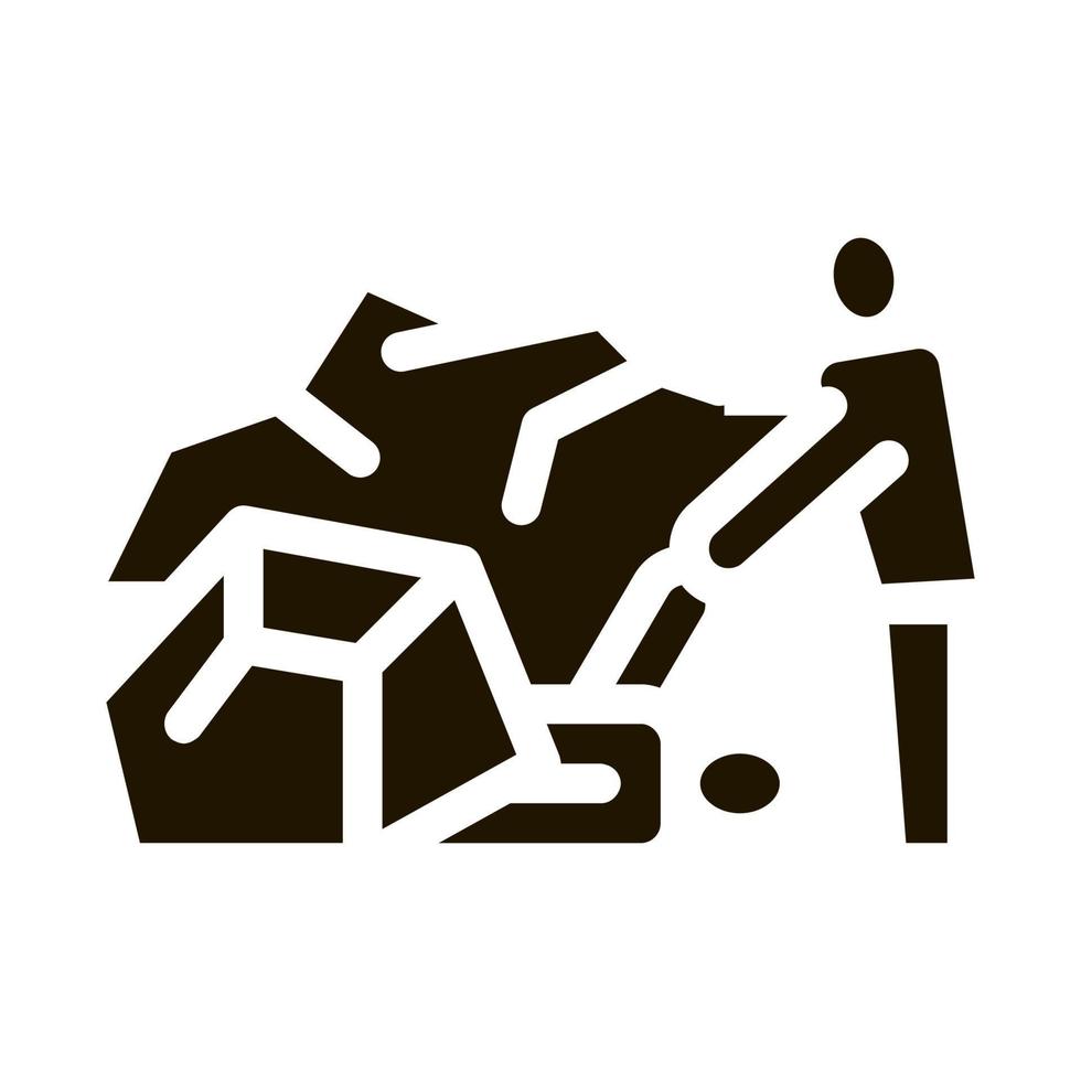 saving human from rubble icon Vector Glyph Illustration