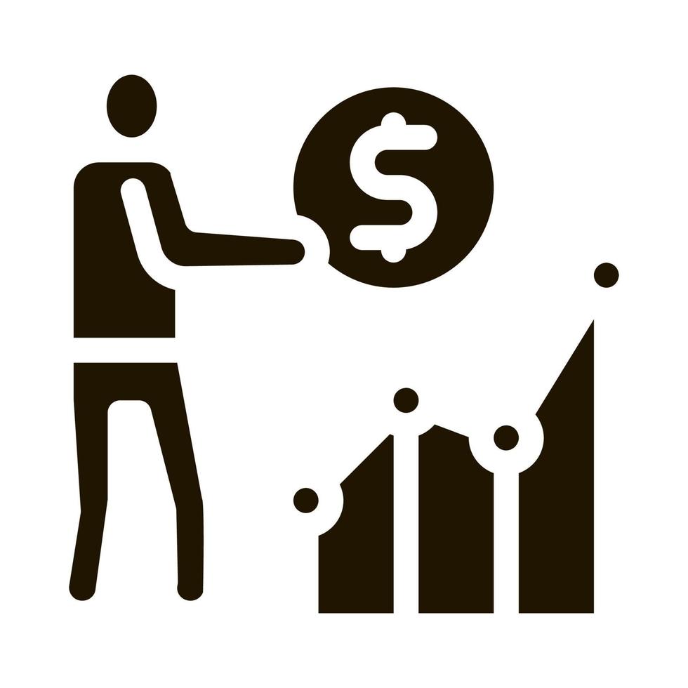el hombre gana dinero infografía icono vector glifo ilustración