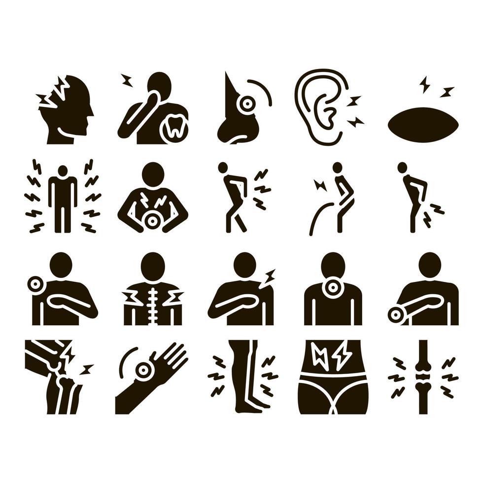 Body Ache Collection Elements Icons Set Vector