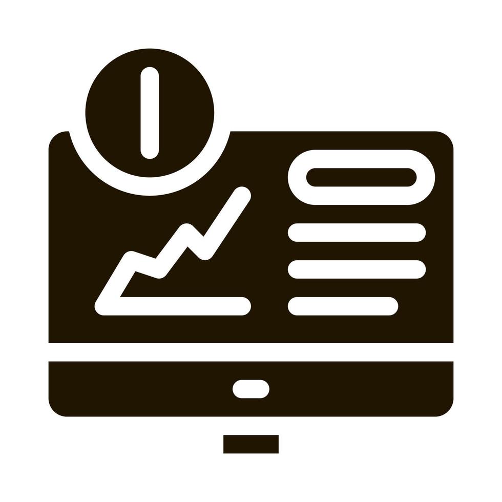 analytics infographic on computer screen icon Vector Glyph Illustration