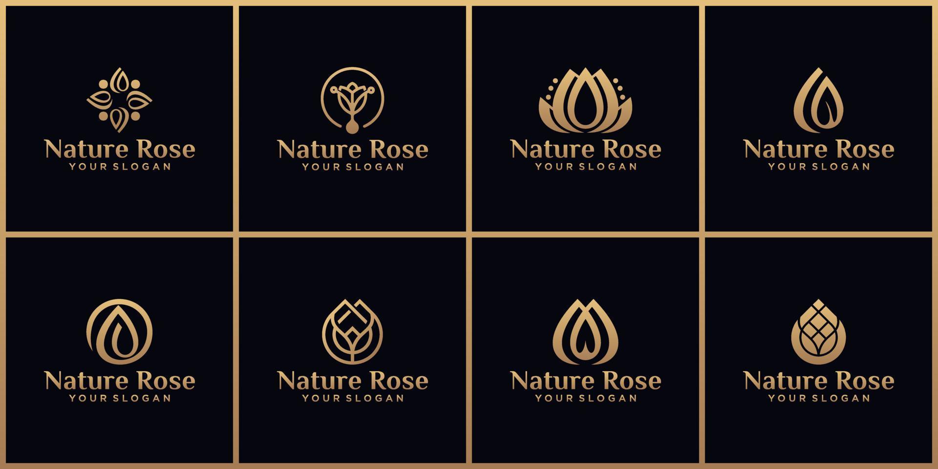 colección de logotipo de flores naturales, naturaleza, hoja vector