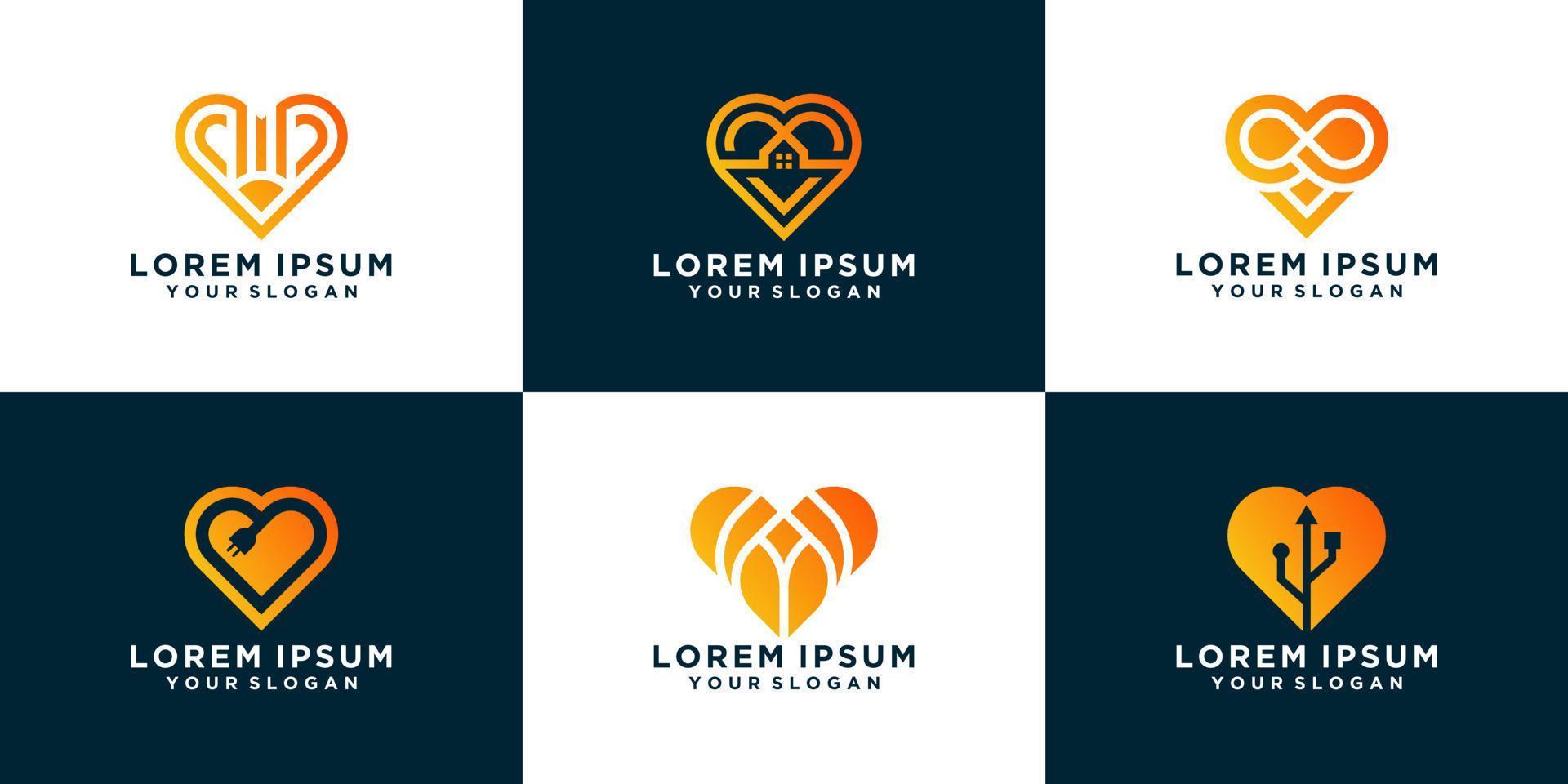 Set of love logo design icon symbol vector
