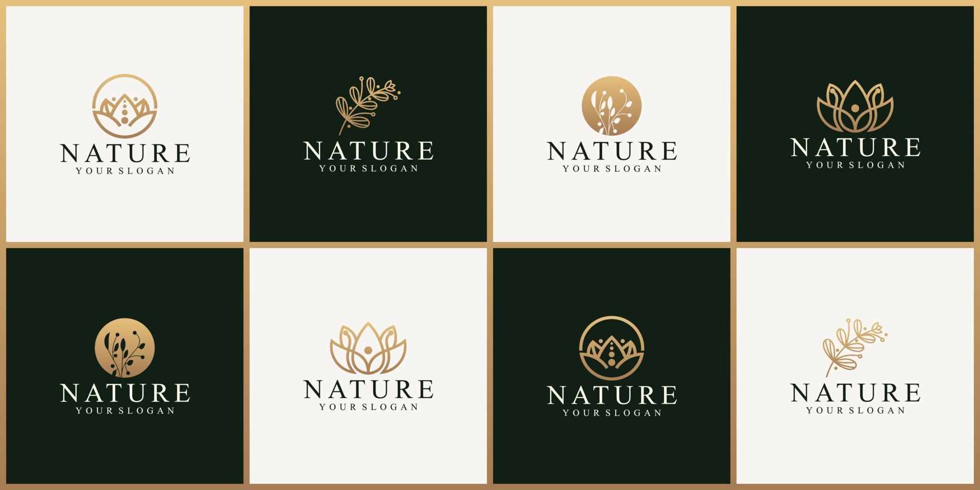 Set of abstract nature  flower logo design template vector