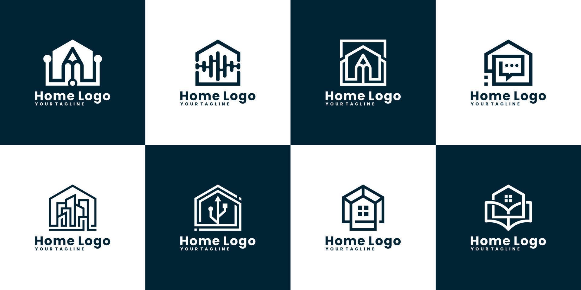 Set of abstract home building logo templates,a collection of logos of architects, buildings, buildings vector