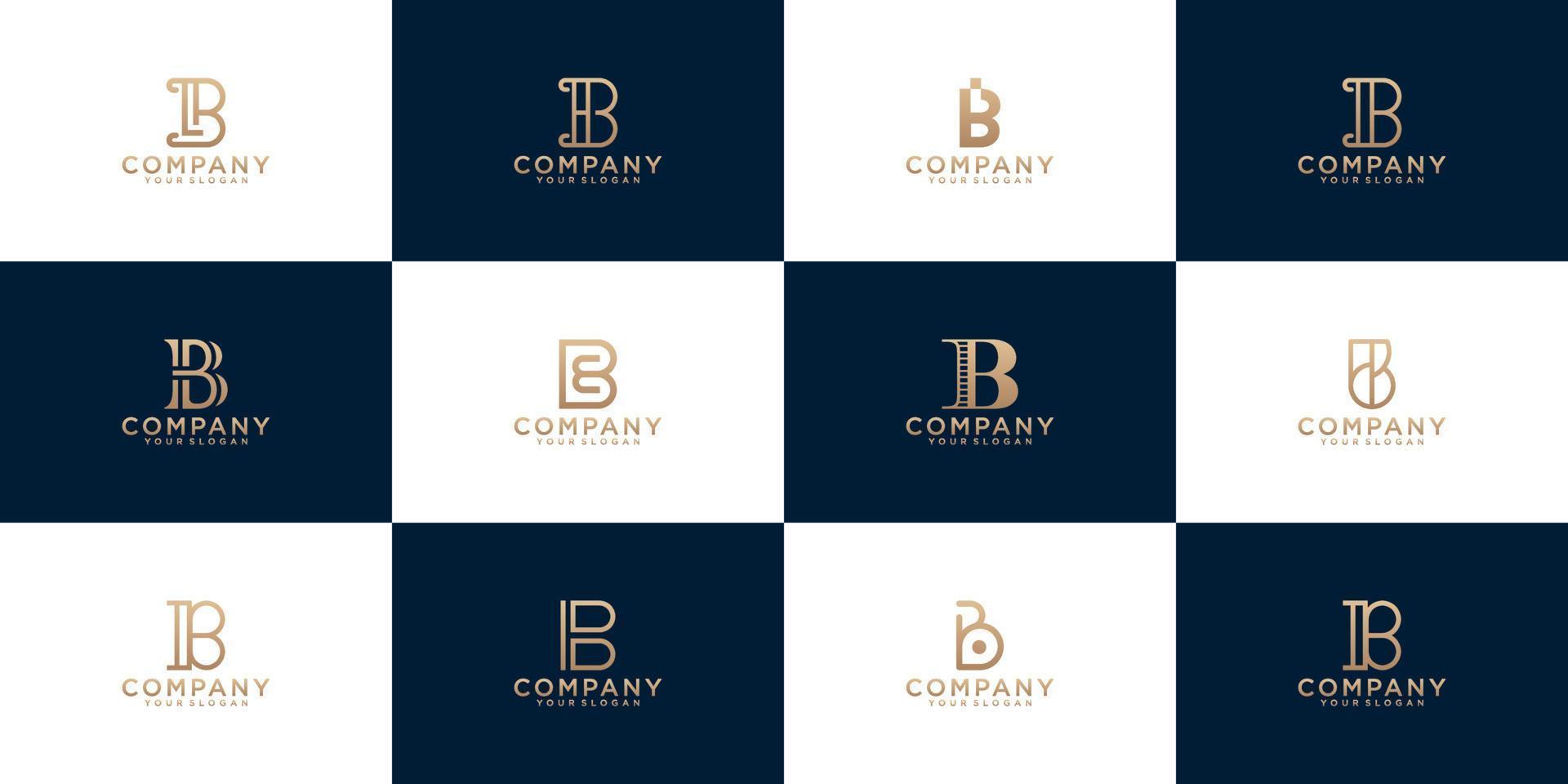 Set of abstract monogram letter b logo template vector