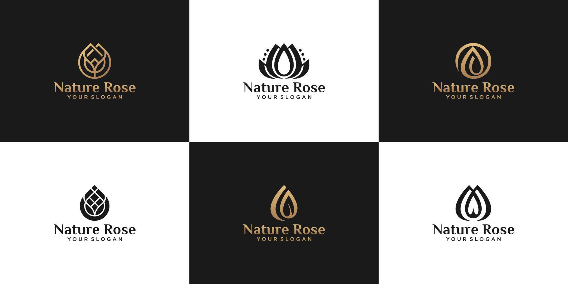 collection of logos, natural roses for beauty, spa, yoga and beauty salon women vector