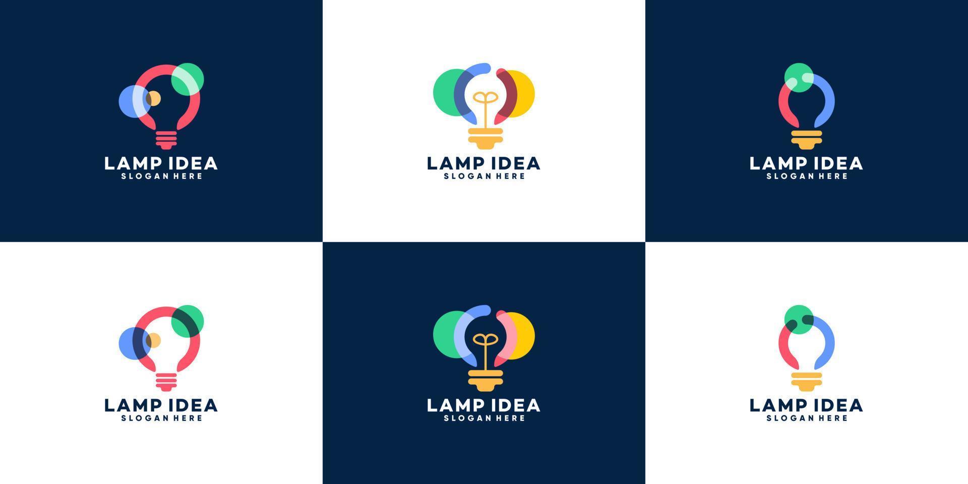 Lightbulb Logo collection, Overlapping Color Vector design templates