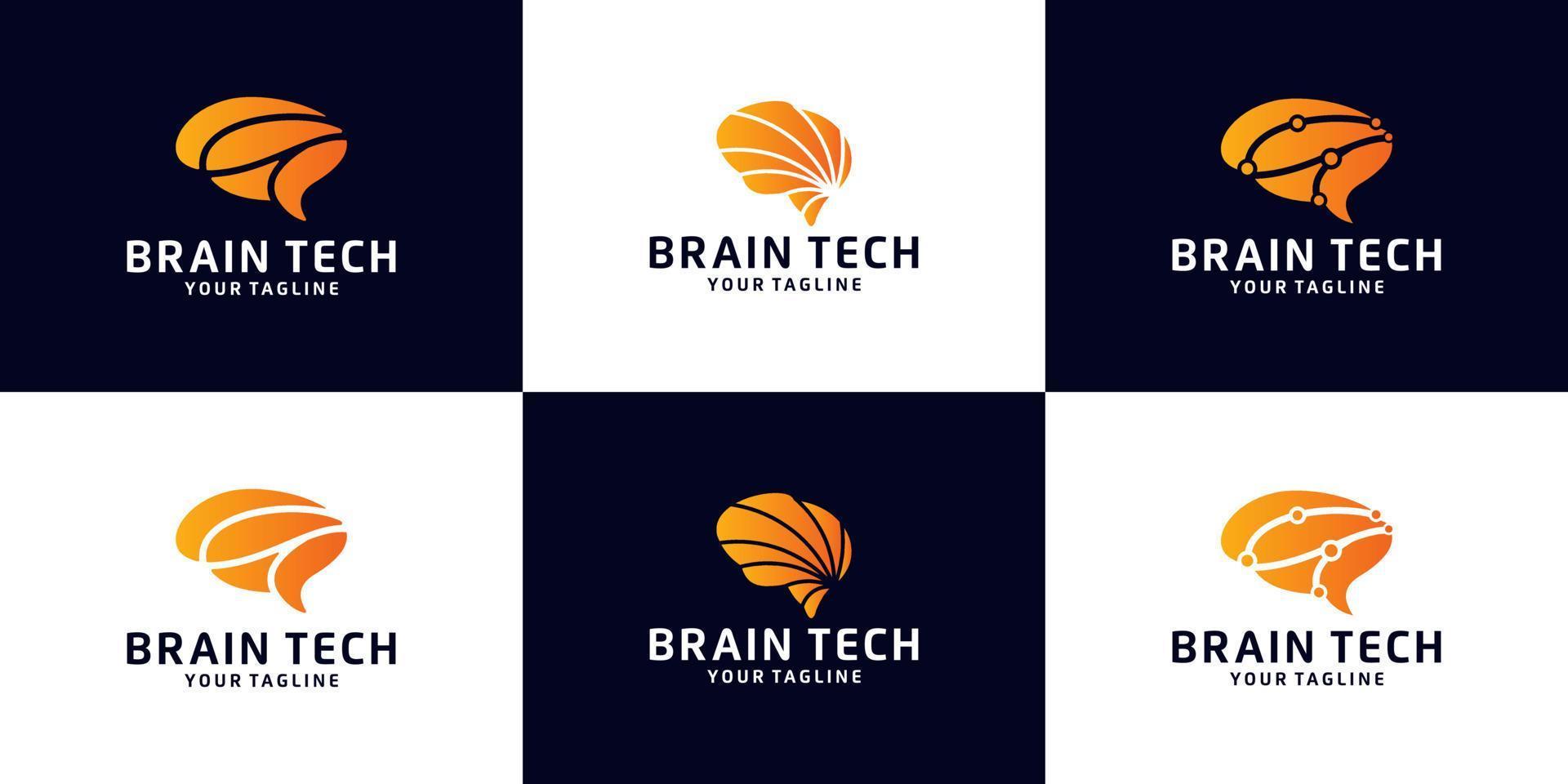 a collection of data technology brain logos vector