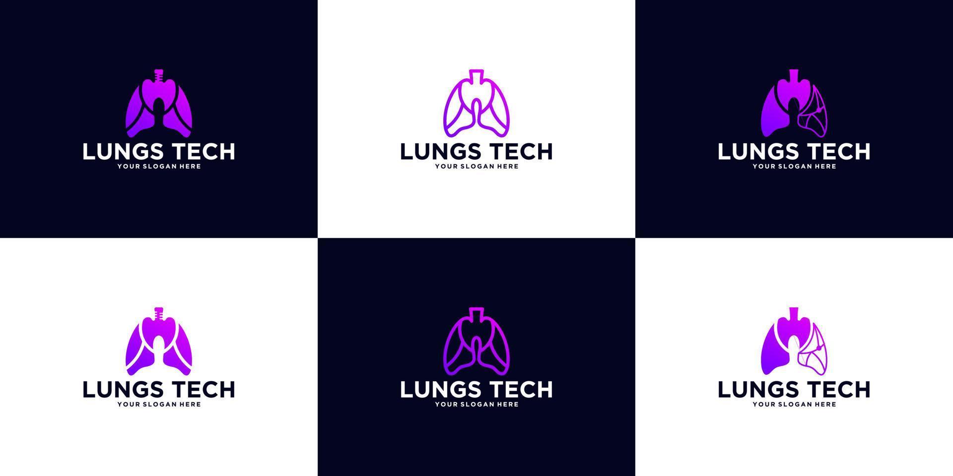 a collection of lung technology logos vector