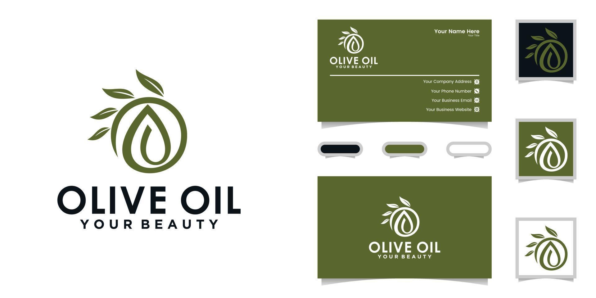 logotipo de belleza de mujer de aceite de oliva e inspiración para tarjetas de visita vector