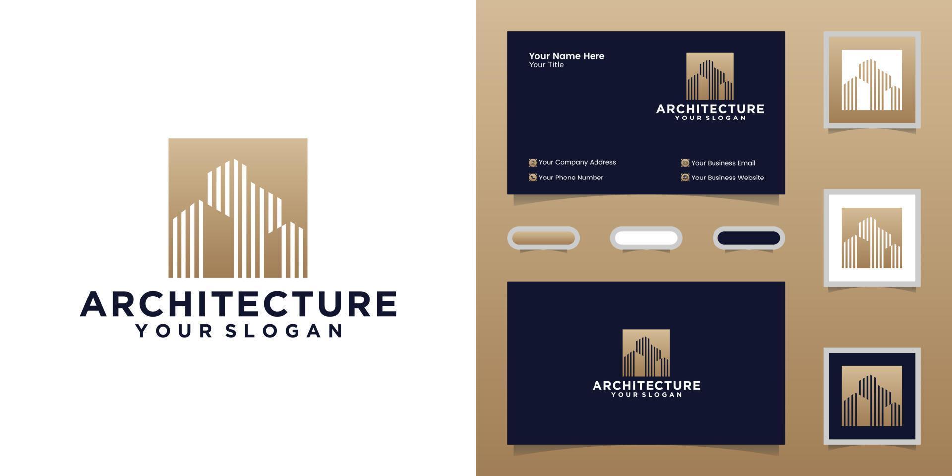 architectural building logo and business card inspiration vector