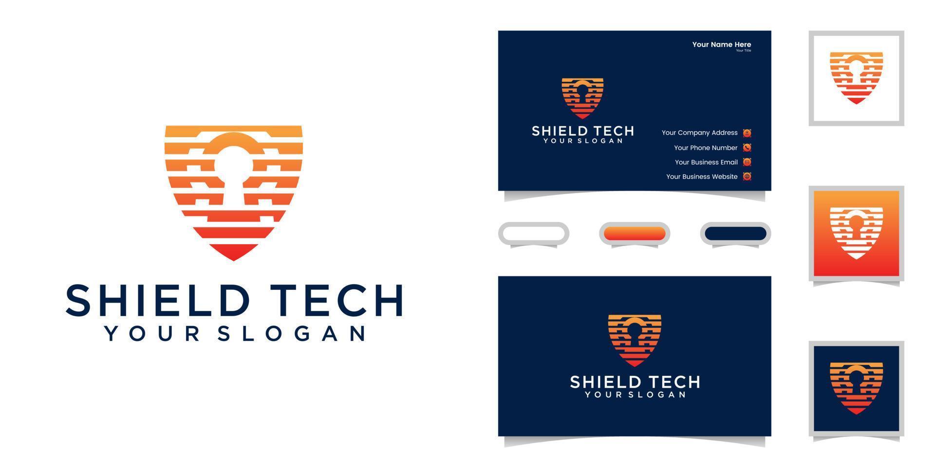 technology data security logo and business card inspiration vector