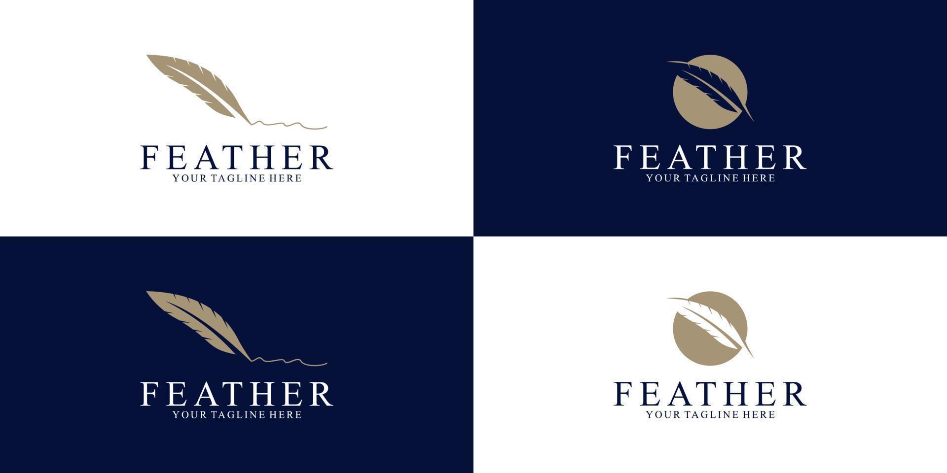 feather logo design inspiration for law and business vector