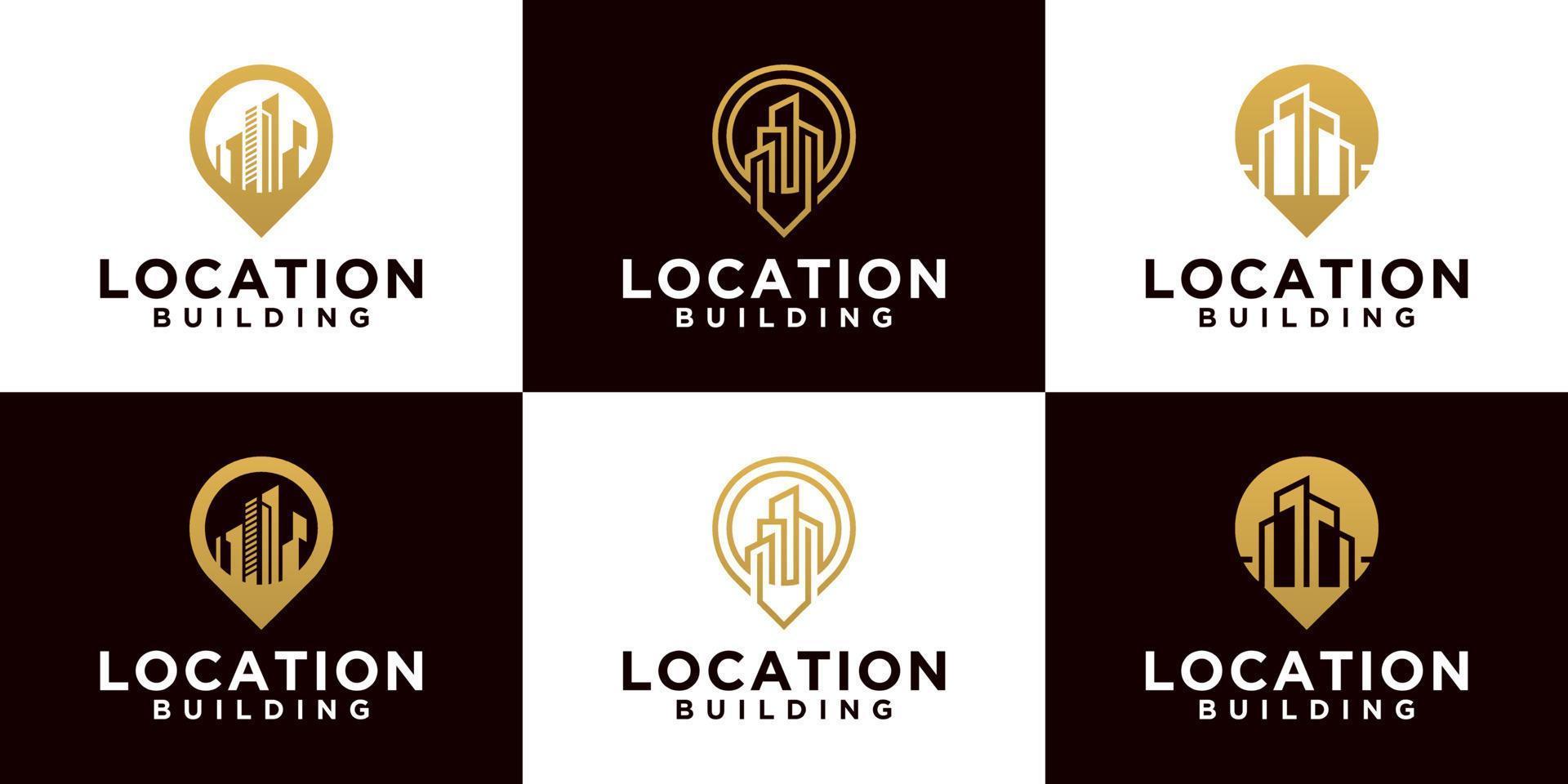 colección de logotipos de diseño de ubicación de edificios vector