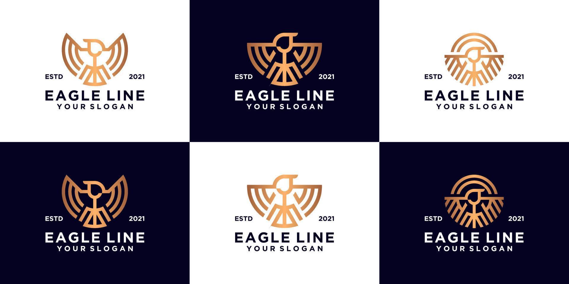 collection of eagle logo designs in luxury line art style vector